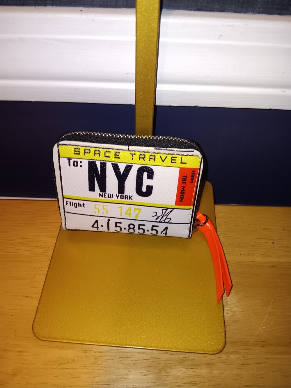 Min & Mon NYC Space Travel Cardholder Wallet in White, Black, Yellow, Orange